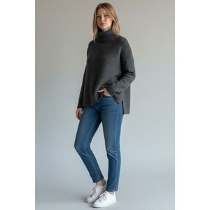 MICHAEL Michael Kors Charcoal Marl Knit Turtleneck Sweater Women Winter Size M